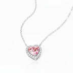 My Store 4 fancy pink heart-cut diamond pendant necklace with a white diamond halo set in 18K white gold