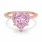 My Store 4 18K solid gold ring featuring a pink heart-cut lab-grown diamond with pavé-set diamond accents.