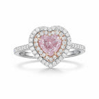 My Store 4 18K solid gold ring featuring a pink heart-cut lab-grown diamond with a double halo and pavé setting.