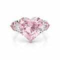 My Store 4 18K solid gold ring featuring a fancy pink heart-cut lab diamond with quartet side stones and pavé accents.