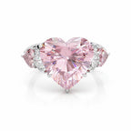 My Store 4 18K solid gold ring featuring a fancy pink heart-cut lab diamond with quartet side stones and pavé accents.