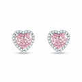 My Store 4 18K solid gold stud earrings featuring 2 carat pink heart lab-grown diamonds in a radiant halo setting.
