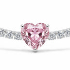 My Store 4 fancy pink heart-cut diamond solitaire centerpiece on a classic white gold round tennis necklace