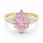 My Store 4 18K solid gold ring featuring a pink oval-cut fancy diamond flanked by heart-shaped side diamonds.