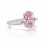 My Store 4 18K solid gold ring featuring a fancy pink oval-cut lab-grown diamond with pavé-set diamond accents.