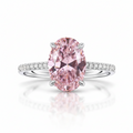 My Store 4 18K solid gold ring featuring a fancy pink oval-cut lab diamond with a sparkling pavé-set diamond band.