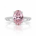My Store 4 18K solid gold ring featuring a fancy pink oval-cut lab diamond with a sparkling pavé-set diamond band.