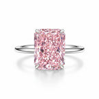 My Store 4 18K solid gold solitaire ring featuring a radiant-cut fancy pink lab-grown diamond on a polished band.