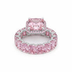 My Store 4 18K solid gold eternity ring featuring radiant-cut fancy pink lab-grown diamonds in a luxurious setting.