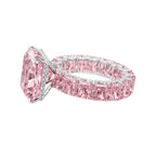 My Store 4 18K solid gold eternity ring featuring radiant-cut fancy pink lab-grown diamonds in a polished setting.