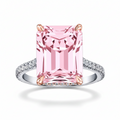 My Store 4 18K solid gold ring featuring a radiant-cut pink diamond with sparkling pavé-set diamonds on the band.