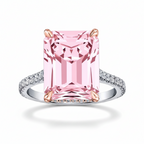 My Store 4 18K solid gold ring featuring a radiant-cut pink diamond with sparkling pavé-set diamonds on the band.