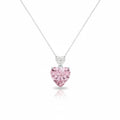 My Store 4 Toi et Moi pendant necklace featuring a white heart diamond above a large fancy pink heart diamond in gold.