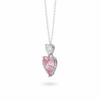 My Store 4 Toi et Moi pendant necklace featuring a white heart diamond above a large fancy pink heart diamond in gold.
