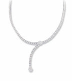 My Store 4 princess-cut diamond lariat bridal necklace in white gold with floral cluster accents.