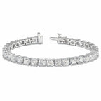 My Store 4 custom princess cut diamond tennis bracelet in white gold with a secure box clasp.