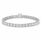 My Store 4 custom princess cut diamond tennis bracelet in white gold with a secure box clasp and articulated links.