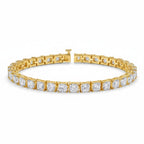 My Store 4 custom princess cut diamond tennis bracelet in solid yellow gold with a secure box clasp