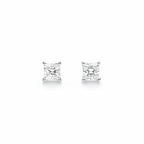 My Store 4 18K solid gold princess-cut lab diamond stud earrings with 0.5 carat total weight on a white background.