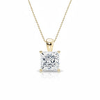 My Store 4 princess-cut diamond solitaire pendant in 18K yellow gold on a delicate cable chain
