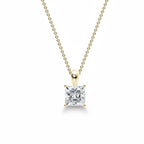 My Store 4 princess-cut diamond solitaire pendant necklace in 18K yellow gold with a delicate cable chain.