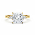 My Store 4 18K solid gold engagement ring featuring a princess-cut lab diamond center and trilliant side stones.