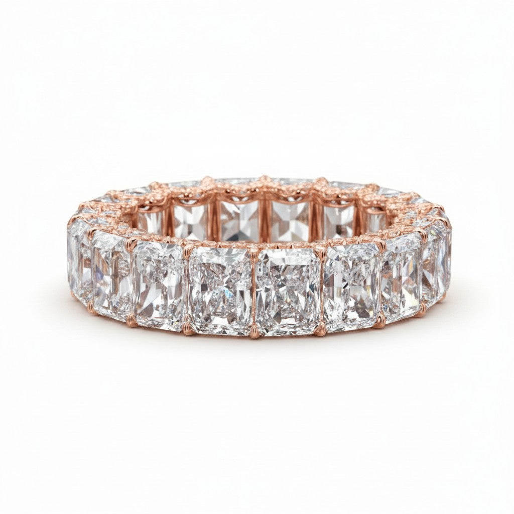 My Store 4 radiant-cut diamond eternity band set in rose gold with continuous sparkling stones