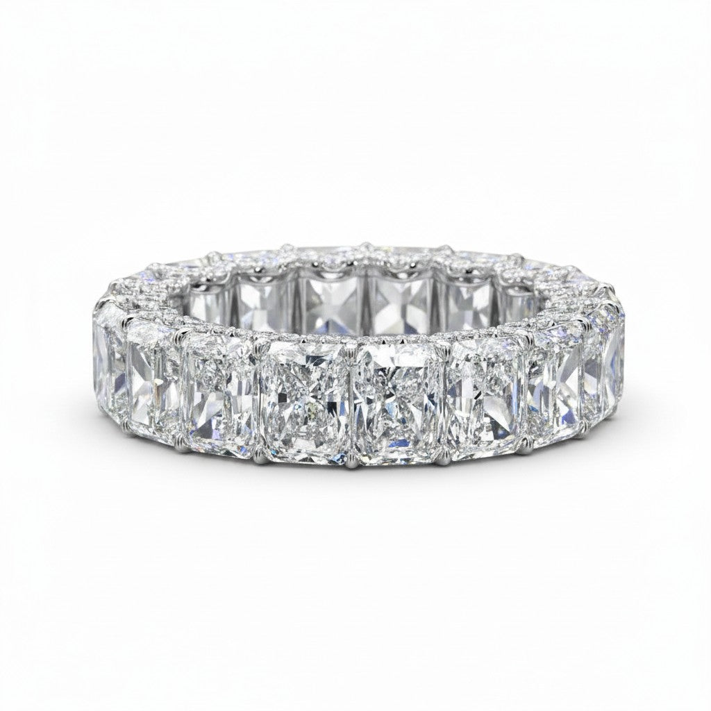 My Store 4 radiant-cut diamond eternity band in 18K white gold with continuous sparkling stones