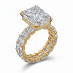 My Store 4 radiant cut diamond engagement ring with micro-pavé hidden halo and eternity band in yellow gold