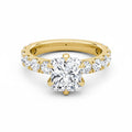 My Store 4 radiant cut solitaire engagement ring with a round diamond eternity band in polished yellow gold