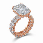 My Store 4 radiant-cut diamond engagement ring in rose gold with a micro-pavé hidden halo and diamond-encrusted shank.