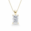 My Store 4 radiant-cut diamond solitaire pendant in 18K yellow gold on a delicate matching cable chain.