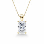 My Store 4 radiant-cut diamond solitaire pendant in 18K yellow gold on a delicate matching cable chain.