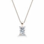 My Store 4 radiant-cut diamond solitaire pendant in 18K yellow gold on a fine cable chain.