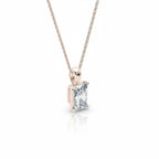 My Store 4 radiant-cut diamond solitaire pendant necklace in 18K yellow gold on a fine cable chain.