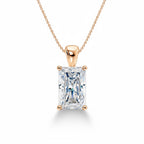 My Store 4 radiant-cut diamond solitaire pendant in 18K yellow gold with a four-prong setting on a fine cable chain.