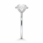 My Store 4 18K solid gold radiant cut lab-grown diamond ring with a sparkling halo setting, side profile view.
