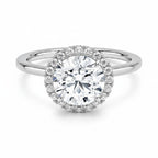 My Store 4 18K solid gold radiant cut lab-grown diamond ring featuring a sparkling halo setting on a polished band