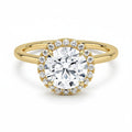 My Store 4 18K solid gold radiant cut lab-grown diamond ring featuring a sparkling halo setting on a polished band.