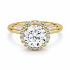 My Store 4 18K solid gold radiant cut lab-grown diamond ring featuring a sparkling halo setting on a polished band.