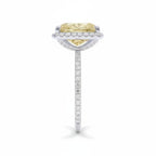 My Store 4 18K gold ring featuring a radiant-cut fancy yellow diamond with a sparkling diamond halo side profile view