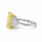 My Store 4 radiant-cut fancy yellow lab-grown diamond trilogy ring set in 18K gold with side accent stones