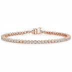 My Store 4 18K rose gold tennis bracelet featuring 2 carat round lab-grown diamonds in secure bezel settings.