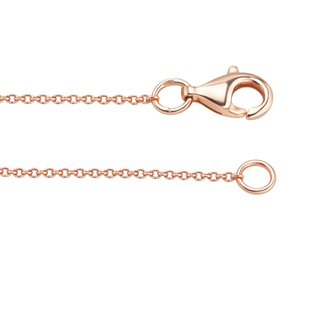My Store 4 rose gold cable chain necklace featuring a secure lobster claw clasp and a round jump ring closure.