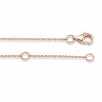 My Store 4 rose gold cable chain necklace featuring a secure lobster claw clasp and adjustable jump ring loops.