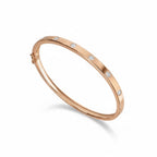 My Store 4 rose gold bangle bracelet featuring round flush-set diamonds in a sleek, snag-free design.
