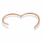 My Store 4 rose gold open bangle bracelet featuring alternating pear and heart cut diamonds in a bypass design.