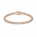 My Store 4 rose gold tennis bracelet featuring round brilliant diamonds in a secure four-prong setting