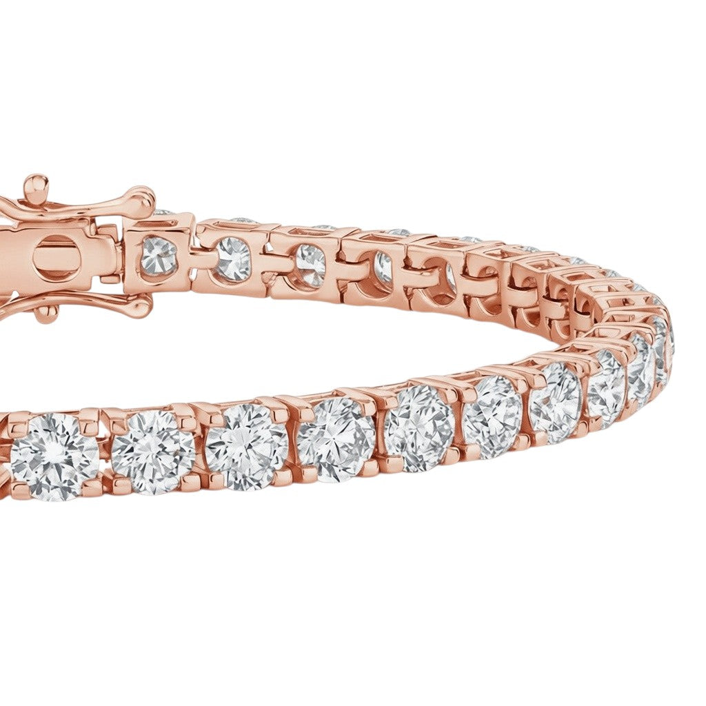 My Store 4 rose gold tennis bracelet with round brilliant cut diamonds in a 4-prong open basket setting
