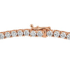 My Store 4 classic diamond tennis necklace in rose gold with a secure hidden box clasp and four-prong settings.